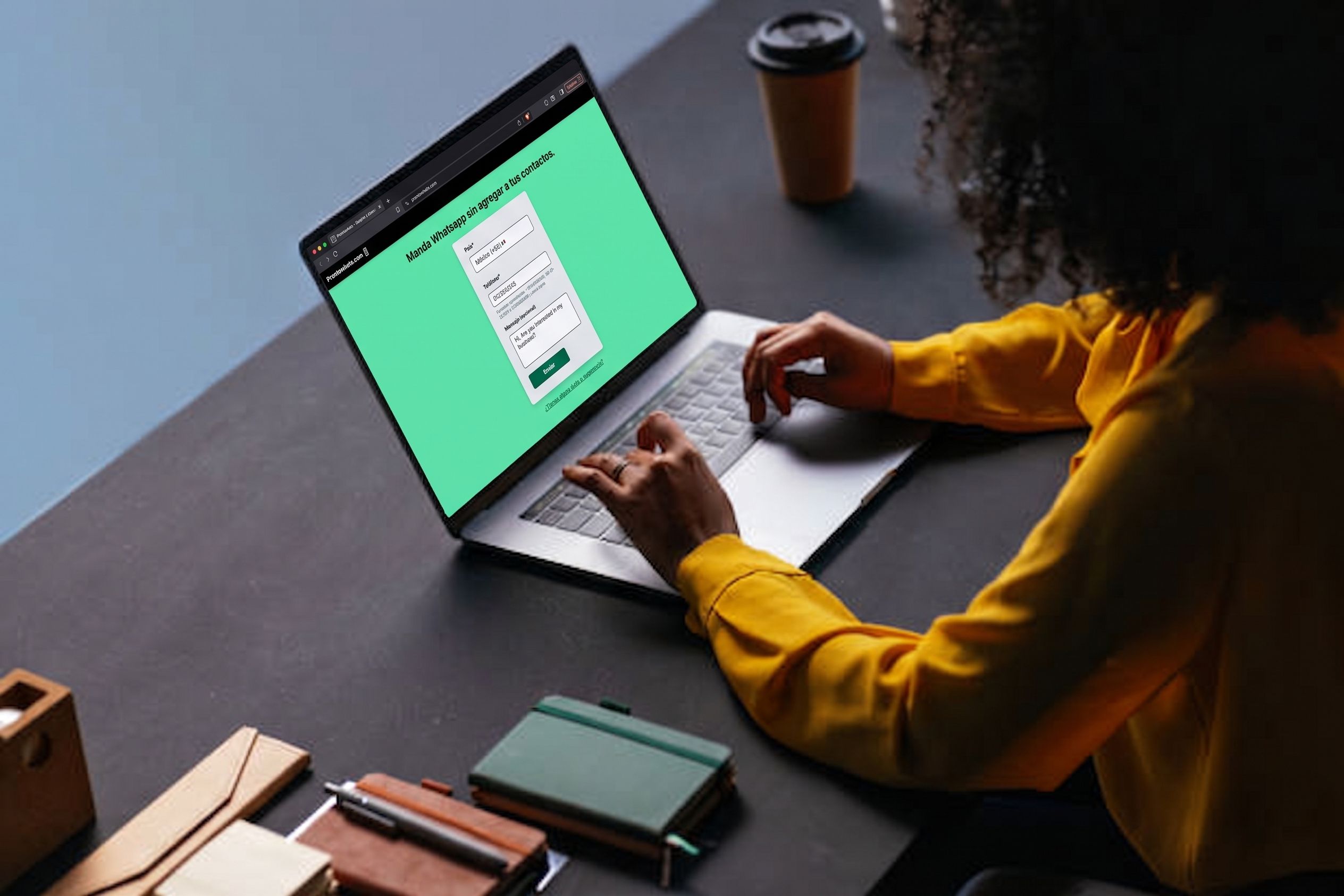 Prontowhats landing page showing inputs to create a new message